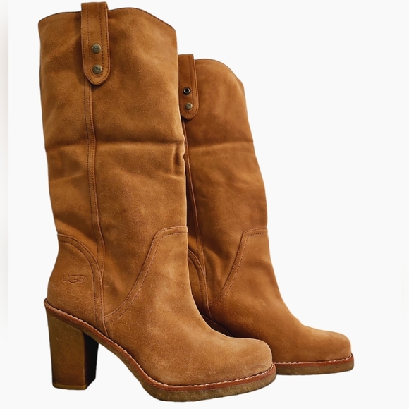 UGG Shoes - UGG Women's Josie Tan Suede Leather Knee High Boots Size 9.5 Style 3214 Heeled